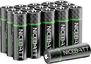 Rechargeable aa Batteries 16 Count, 2800mAh Premium NiMH Double A Battery Low Self Discharge