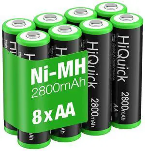 HiQuick 2800mAh AA Rechargeable Batteries High Capacity Performance, Per-Charged 1.2V AA Batteries Pack of 8