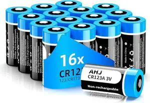 CR123A 3V Lithium Battery, 16Pack 1600mAh CR123 CR17345 Battery with 10-Year Shelf Life UL Certification for Flashlight Alarm System