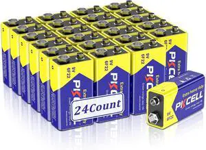 9V 6F22 Batteries High-Power Batteries Long Battery Life 9 Volt Carbon Batteries 3 Years Shelf Life, Leak-Proof 9V Batteries Suitable for Smoke Detectors and Other Electronic Products (24-Counts)