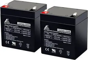 ECI Power 2 Pack: 12V 5AH VRLA AGM 12V 5AH Rechargeable Battery for LiftMaster 485LM/Craftsman 53918/Chamberlain 4228 Garage Door Opener, Security Alarm, etc