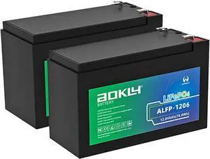 6Ah 12V LiFePO4 Battery 4000+ Deep Cycle Lithium Battery with 6A BMS Maintenance Free Rechargeable Backup Power for UPS Fire Alarm, Power Wheels, Fish Finder and RV, 2 Pack