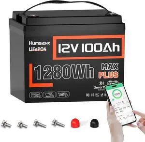 12V 100Ah LiFePO4 Lithium Battery, Built-in 110A BMS & Bluetooth 5.0, 15000+ Deep Cycles Lithium Batteries, Max. 1280Wh, 10-Year Lifespan for RV, Marine, Trolling Motors