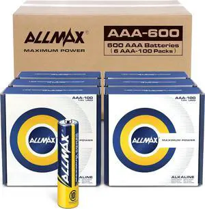 Allmax AAA Maximum Power Alkaline Triple A Batteries (600 Count Wholesale Pack / 6 Boxes of 100)  Ultra Long-Lasting, Leakproof Design, 10-Year Shelf Life, Maximum Performance (1.5V)