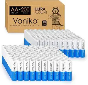 Voniko - Premium Grade AA Batteries - (200 Pack) - Alkaline Double A Battery - Ultra Long-Lasting, Leakproof 1.5v Batteries - 10-Year Shelf Life