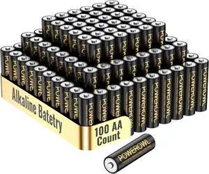 POWEROWL High Capacity Alkaline AA Batteries 100 Pack, 1.5v Long Lasting Double A Battery, 10-Year Shelf Life