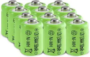 JINTION 1/3AAA 1.2V Batteries Rechargeable AAA 150mAh Button Top NiMH Battery Replacement for Solar Lights, Outdoor Garden Art Light Lamps, 12 Pack