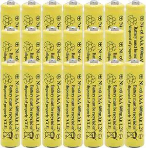 1.2v AAA NiCd 600mAh Triple A Rechargeable Battery Cell for Solar Lights Garden Lamp (20 Pack AAA)