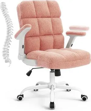 SEATZONE Pink Office Chair Ergonomic Computer Desk Chair with Wheels,Faux Fur Comfy Office Chair for Women and Girls,Teddy Fleece Material SEATZONE Pink Office Chair Ergonomic Computer Desk Chair with Wheels,Faux Fur Comfy Office Chair for Women and Girls,Teddy Fleece Material