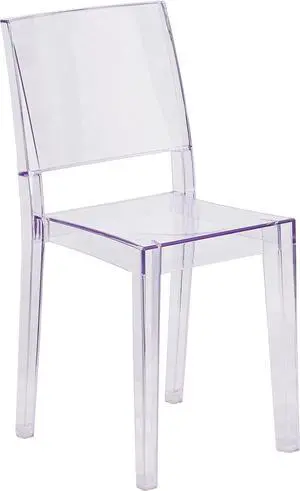 Flash Furniture Stackable Side Chair, Transparent | Durable Construction, Commercial Use Flash Furniture Stackable Side Chair, Transparent | Durable Construction, Commercial Use