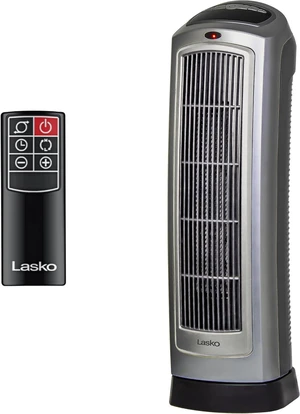 Lasko Oscillating Digital Ceramic Tower Heater for Home with Adjustable Thermostat, Timer and Remote Control, 23 Inches, 1500W, Silver, 755320 Lasko Oscillating Digital Ceramic Tower Heater for Home with Adjustable Thermostat, Timer and Remote Control, 23 Inches, 1500W, Silver, 755320