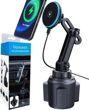 Magnetic Cup Phone Holder Car Wireless Charger for MagSafe, 15W Fast Charging Car Mount Stand for iPhone 16 Pro Max/15/14/13/12, Cupholder Expander, LED Light Ring, Strong N52 Magnets Magnetic Cup Phone Holder Car Wireless Charger for MagSafe, 15W Fast Charging Car Mount Stand for iPhone 16 Pro Max/15/14/13/12, Cupholder Expander, LED Light Ring, Strong N52 Magnets