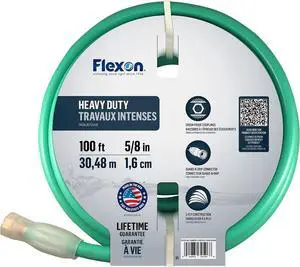 Flexon FXG58100 5/8-Inch x 100-Foot Heavy Duty 5-Ply Forever Garden Hose, Green Flexon FXG58100 5/8-Inch x 100-Foot Heavy Duty 5-Ply Forever Garden Hose, Green