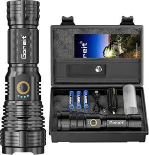 Flashlights LED High Lumens Rechargeable, Goreit 20,000 Lumens XHP70.2 Super Bright Flashlight, Flash Light Battery Powered, Powerful Handheld Flashlight with holster for Emergency Camping Hiking Gift Flashlights LED High Lumens Rechargeable, Goreit 20,000 Lumens XHP70.2 Super Bright Flashlight, Flash Light Battery Powered, Powerful Handheld Flashlight with holster for Emergency Camping Hiking Gift