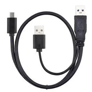 USB 3.0 Power Data Male & USB 2.0 Dual Power to USB-C Type-C Y Cable Cord for Lap top & Hard Disk 60cm Black USB 3.0 Power Data Male & USB 2.0 Dual Power to USB-C Type-C Y Cable Cord for Lap top & Hard Disk 60cm Black