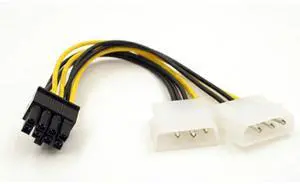 BUCIER Dual Molex LP4 4 Pin To 8 Pin PCI-E Express Converter Adapter Power Cable Wire Dropshipping Mar6 A