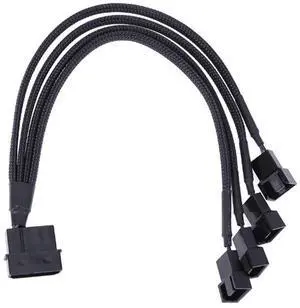 BUCIER Molex 4 Pin To 4 x 3/4-pin 5v12v Usb Sleeved Dual Fan Power Adapter Cable 30cm 4 PIN Power Cables Connectors Fan Splitter