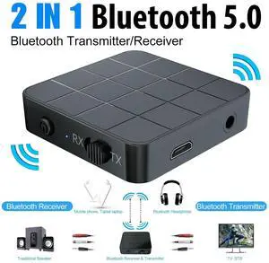 BUCIER 2-in-1 Bluetooth 5.0 Wireless Audio Aux 3.5mm Adapter Transmitter and Receiver