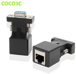 BUCIER RS232 COM Female to RJ45 Female Connector Convertor DB9 Serial Port to LAN CAT5 CAT6 RJ45 Network Ethernet Cable Adapter