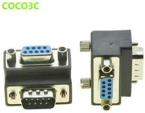 BUCIER Right Angle DB9 Adapter 9PIN RS232 Male to Female Extension Cable with screws pannel 90 Degree Connector