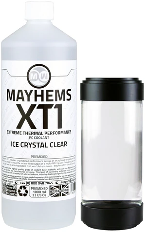 Mayhems - XT1 Premixed PC Coolant - Computer Water Cooling Fluid - Liquid Cooling, Thermal Performance Series, 1 Litre, Ice Crystal Clear Mayhems - XT1 Premixed PC Coolant - Computer Water Cooling Fluid - Liquid Cooling, Thermal Performance Series, 1 Litre, Ice Crystal Clear