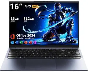 BWPED 16" Core i5 Laptop, 16GB RAM, 512GB SSD, MS Office 2024, IPS(1920 x 1200) 16:10 Display, Win 11 Pro Notebook Computer with BT5.0 Wi-Fi, 3xUSB A, HDMI, RJ45, Backlit Keyboard, Space Grey BWPED 16" Core i5 Laptop, 16GB RAM, 512GB SSD, MS Office 2024, IPS(1920 x 1200) 16:10 Display, Win 11 Pro Notebook Computer with BT5.0 Wi-Fi, 3xUSB A, HDMI, RJ45, Backlit Keyboard, Space Grey