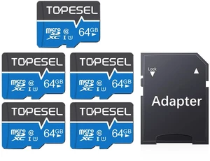 TOPESEL 64GB Micro SD Card 5Pack Micro SDXC Memory Card UHS-I, High Speed Flash TF Card for Camera/Smartphone/Dash Cam/Tablet/PC, C10, U1(64GB 5Pack) TOPESEL 64GB Micro SD Card 5Pack Micro SDXC Memory Card UHS-I, High Speed Flash TF Card for Camera/Smartphone/Dash Cam/Tablet/PC, C10, U1(64GB 5Pack)