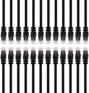 GearIT 50-Pack, Cat5e Ethernet Patch Cable 3 Feet - Snagless RJ45 Computer LAN Network Cord, Black - Compatible with 48 Port Switch POE Rackmount 48port Gigabit GearIT 50-Pack, Cat5e Ethernet Patch Cable 3 Feet - Snagless RJ45 Computer LAN Network Cord, Black - Compatible with 48 Port Switch POE Rackmount 48port Gigabit