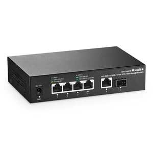 MokerLink 10G Easy Web Managed Switch, 4x2.5G, 1x10G RJ-45 Base-T, 1x10G SFP, Support LACP/VLAN/QOS/IGMP, Metal Web Managed Fanless Network Switch MokerLink 10G Easy Web Managed Switch, 4x2.5G, 1x10G RJ-45 Base-T, 1x10G SFP, Support LACP/VLAN/QOS/IGMP, Metal Web Managed Fanless Network Switch