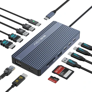 ACASIS USB C Hub with 4K Video Output USBC Splitter with 2*HDMI+4 * 10Gbps Data Transfer+Ethernet+SD/TF+Audio+PD100W Docking Station Dual Monitor for Laptop, Portable Monitor and More Type C Devices ACASIS USB C Hub with 4K Video Output USBC Splitter with 2*HDMI+4 * 10Gbps Data Transfer+Ethernet+SD/TF+Audio+PD100W Docking Station Dual Monitor for Laptop, Portable Monitor and More Type C Devices
