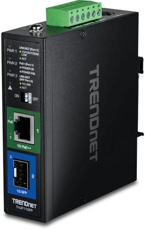 TRENDnet Industrial SFP to Gigabit PoE++ Media Converter, TI-UF11SFP TRENDnet Industrial SFP to Gigabit PoE++ Media Converter, TI-UF11SFP