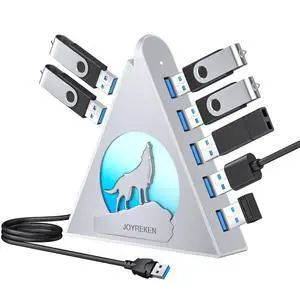7 Port USB Hub, JoyReken USB 3.0 Hub with 2 FT Long Cable, Vertical USB Extension Hub for Laptop, MacBook,Xbox,PS4/5, Flash Drive, XPS, PC, Flash Drive, Game Console, Printer, Keyborad, Mouse (Silver) 7 Port USB Hub, JoyReken USB 3.0 Hub with 2 FT Long Cable, Vertical USB Extension Hub for Laptop, MacBook,Xbox,PS4/5, Flash Drive, XPS, PC, Flash Drive, Game Console, Printer, Keyborad, Mouse (Silver)