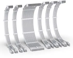 EZDIY-FAB PSU Cable Extension Kit,16AWG Power Supply Extension Cable,1x24Pin/2x4+4 EPS/3x6+2 PCI-E,Custom PC Sleeve Cable 300MM with Combs-All White EZDIY-FAB PSU Cable Extension Kit,16AWG Power Supply Extension Cable,1x24Pin/2x4+4 EPS/3x6+2 PCI-E,Custom PC Sleeve Cable 300MM with Combs-All White