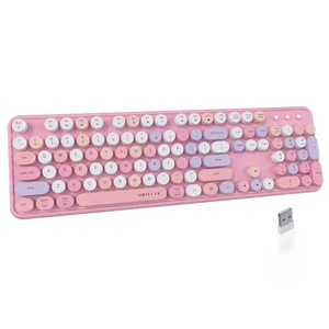 UBOTIE Colorful Wireless Bluetooth Keyboard, Dual Mode (Pink Colorful) UBOTIE Colorful Wireless Bluetooth Keyboard, Dual Mode (Pink Colorful)