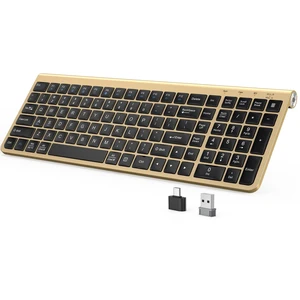 JOYACCESS Black Gold Wireless Keyboard with Low-Profile Keys - 2.4GHz Full-Sized,Windows & Mac OS, Quiet,Ergonomic Keyboard for Computer, Laptop, PC, Mac,Windows- Gold JOYACCESS Black Gold Wireless Keyboard with Low-Profile Keys - 2.4GHz Full-Sized,Windows & Mac OS, Quiet,Ergonomic Keyboard for Computer, Laptop, PC, Mac,Windows- Gold