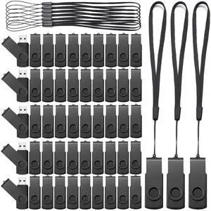 Aoriher 50 Pack USB 2.0 Flash Drives Bulk, Portable USB Thumb Drives with Lanyards, Swivel Flash Drives Thumb Drives for Office School Data Storage (Black, 2GB) Aoriher 50 Pack USB 2.0 Flash Drives Bulk, Portable USB Thumb Drives with Lanyards, Swivel Flash Drives Thumb Drives for Office School Data Storage (Black, 2GB)