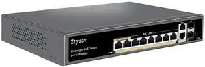 Ztyuav 12-Port Full Gigabit Unmanaged PoE Switch with 8 PoE+ Ports @120W, 2 Uplink and 2 SFP Slots-IEEE802.3af/at, QoS, PD Auto-Detection, VLAN Mode, Metal Fanless Network Switch Plug & Play Ztyuav 12-Port Full Gigabit Unmanaged PoE Switch with 8 PoE+ Ports @120W, 2 Uplink and 2 SFP Slots-IEEE802.3af/at, QoS, PD Auto-Detection, VLAN Mode, Metal Fanless Network Switch Plug & Play