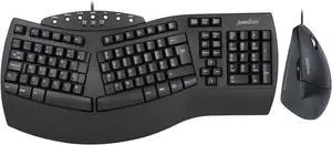 Perixx PERIDUO-512B US, Wired Ergonomic Keyboard and Vertical Mouse Combo - USB - Black - US English