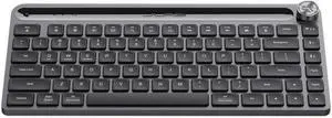 JLab Epic Mini Wireless Keyboard, Black, 108 Keys, Connect Via Bluetooth or USB Wireless Dongle, Multi-Device Toggle, Soft Touch Keys, Smart Media Knob, Custom User Profiles, Rechargeable (1 Pack)