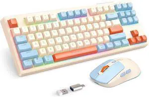 2.4G Wireless Keyboard and Mouse Combo, RGB Backlit Keyboard Mouse Set for Windows, Android & MacOS, Aesthetic Keyboard Mouse with USB & Type-C Dongle for PC Computers, Macbooks, Laptops, Ivory 2.4G Wireless Keyboard and Mouse Combo, RGB Backlit Keyboard Mouse Set for Windows, Android & MacOS, Aesthetic Keyboard Mouse with USB & Type-C Dongle for PC Computers, Macbooks, Laptops, Ivory
