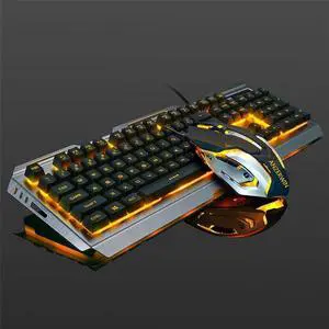 Keyboard and Mouse Combo,Color Changing Keyboard,Lighted Keyboad,USB Gaming Keyboard Set,RGB LED Keyboard,Waterproof Dust Proof Durable Metal Frame,for Prime Games (Peach)