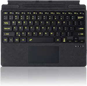 Type Cover for Microsoft Surface Pro 11 Pro 10 Pro 9 Pro 8 Pro X, 13 inch, Ultra-Slim Bluetooth Keyboard with Multi-Touchpad Mouse Rechargeable, 7-Color LED Backlit (Black with Backlit)
