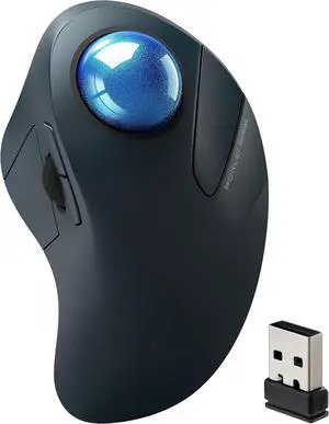 Wireless Ergonomic Trackball Mouse, Easy Index Finger Control, 44mm Oversized Ball, Triple-Device Connection (Bluetooth & USB), 5 Adjustable DPI, Rechargeable, Compatible with PC, Laptop, Mac