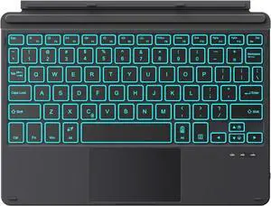MoKo Type Cover Keyboard for Surface Go 4 2023/ Go 3 2021/ Go 2 2020 / Go 2018, Slim Wireless Bluetooth Keyboard with Trackpad, 7-Color LED Backlit, Built-in Rechargeable Battery, Black