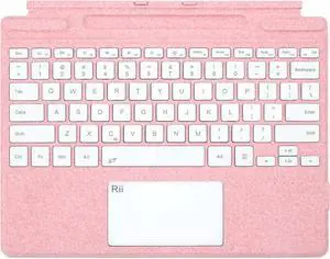 Rii Surface Pro Type Cover,Ultra-Slim Portable Bluetooth Wireless Keyboard with Touchpad,7 Color Backlit,Compatible with Microsoft Surface Pro 8/Pro 9/Pro X Only,Pink