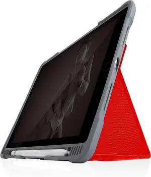 STM Dux Plus Duo iPad Case 9th/8th/7th Gen 10.2-Inch  Rugged Slim Protective Cover with Clear Back, Pencil Holder, Auto Sleep/Wake Magnetic Cover, Military Grade Drop Tested  Red