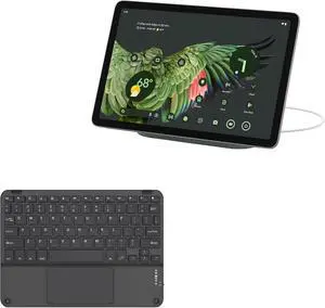 BoxWave Keyboard Compatible with Google Pixel Tablet - SlimKeys Bluetooth Keyboard with Trackpad, Portable Slim TouchPad - Jet Black