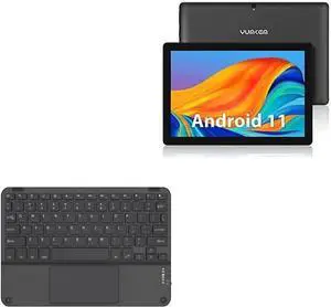 BoxWave Keyboard Compatible with YUMKEM Android Tablet U221 (10.1 in) - SlimKeys Bluetooth Keyboard with Trackpad, Portable Slim TouchPad - Jet Black