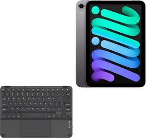 BoxWave Keyboard Compatible with Apple iPad mini (A17 Pro 2024) - SlimKeys Bluetooth Keyboard with Trackpad, Portable Slim TouchPad - Jet Black