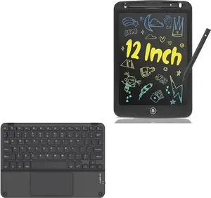 BoxWave Keyboard Compatible with LEYAOYAO Writing Tablet for Kids Doodle Board (12 in) - SlimKeys Bluetooth Keyboard with Trackpad, Portable Slim TouchPad - Jet Black